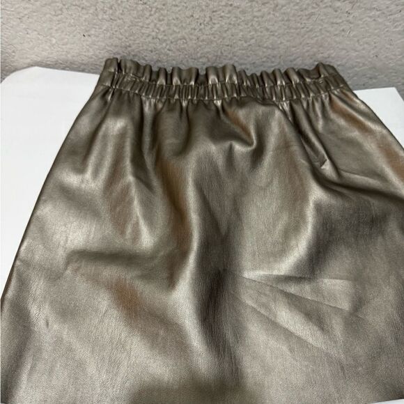 Zara Metallic Faux Leather Skirt with pockets - Picture 2 of 7
